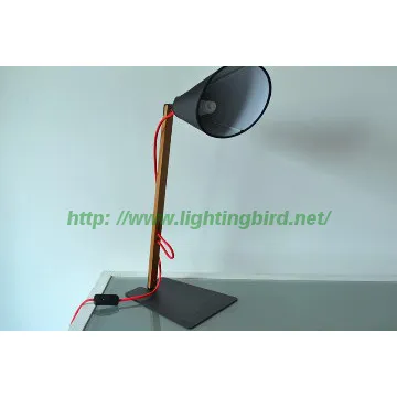 Ash Wood Table Light With Black Fabric Shade Home Lighting