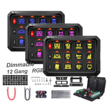12 Gang RGB Dimming Switch Panel for Marine, Boat, Automotive, and Offroad Use