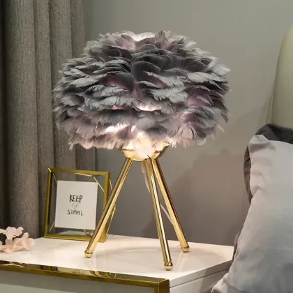 Feather Desk Lamp: LED Bedside Triangle Bedroom Lamp