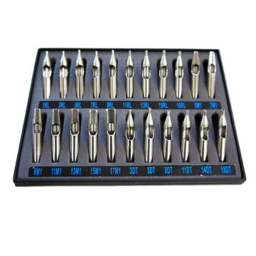 22pcs 304 Stainless Steel Tattoo Tip Set Complete Kit for grip machine Gun Box -- TTK-01A