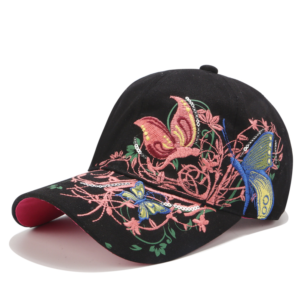 Embroidered baseball cap butterfly embroidered duck cap (7)