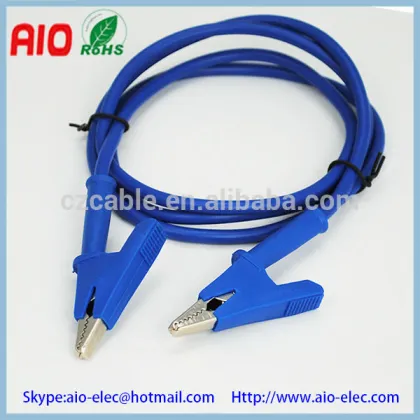 blue alligator clip cable, battery clip cable,crocodile clip cable
