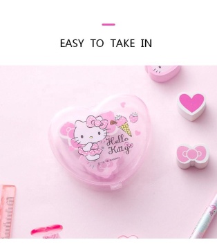 Heart-Shaped Eraser Box for School Supplies
