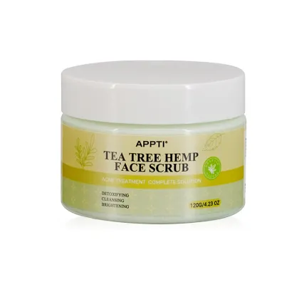 Tea Tree & Hemp Brightening Facial Scrub - Exfoliating Whitening Natural Face Scrub
