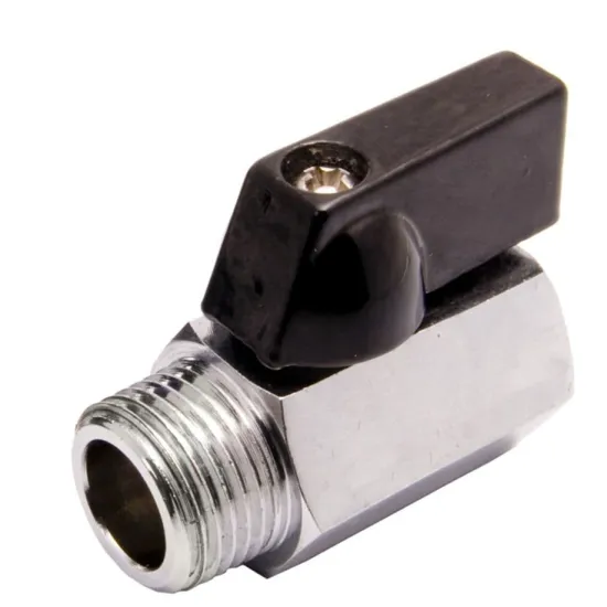 BSP NPT PN20  chrome plated 3/8 thread 1/4" brass mini npt female x male shut-off ballvalve