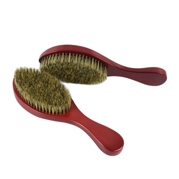 Medium Hard 100% Boar Bristle Wave Brush with Long Handle for Men's Wood Hair Brush