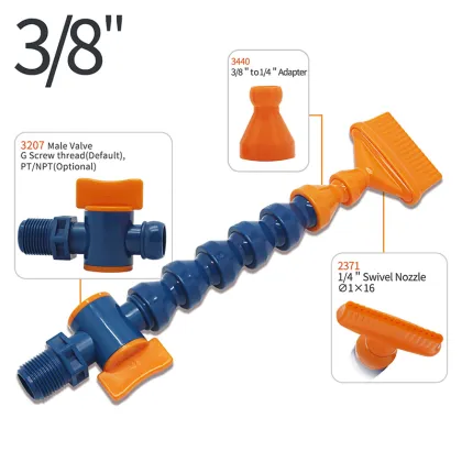 Modular Coolant Loc-Line Hose: 3/8 Series Cooling Tube - Articulated Adjustable Modular Coolant Hose