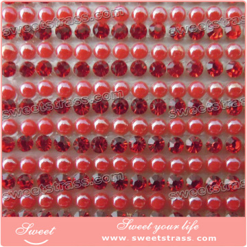 Wholesale hot fix rhinestone glue mesh sheet beaded crystal rhinestone trimming