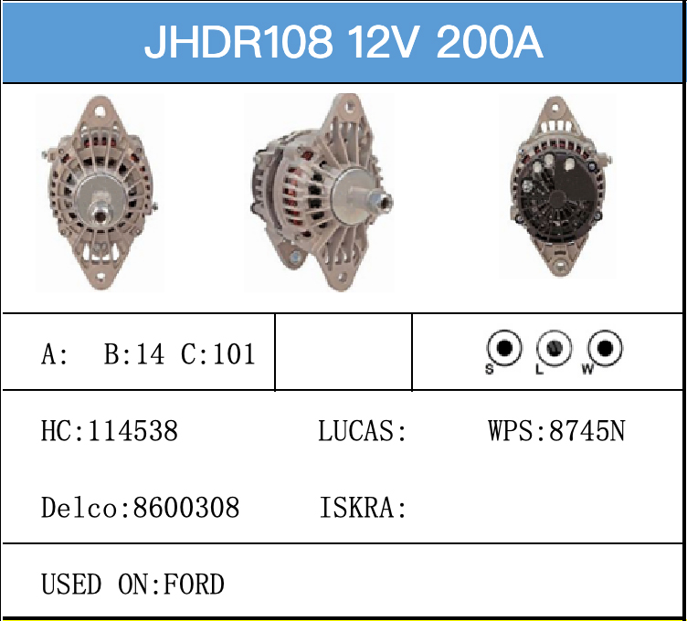 Alternator-Catalogue-JHDR108-12V-200A