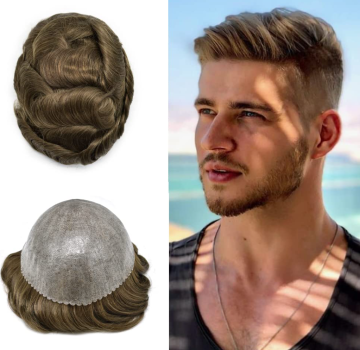 Toupee for Men Thin Skin Hair Replacement System Mens