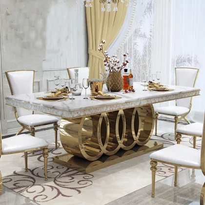 Dining room furniture round marble wood table top
