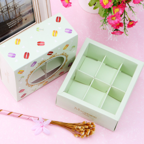 Aangepaste gedrukte zes stuks verpakkingslade macaron box