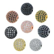 Boules en laiton 12 mm CZ en laiton Rhingestone Zircon Crystal Round Ball Bijoux Perles