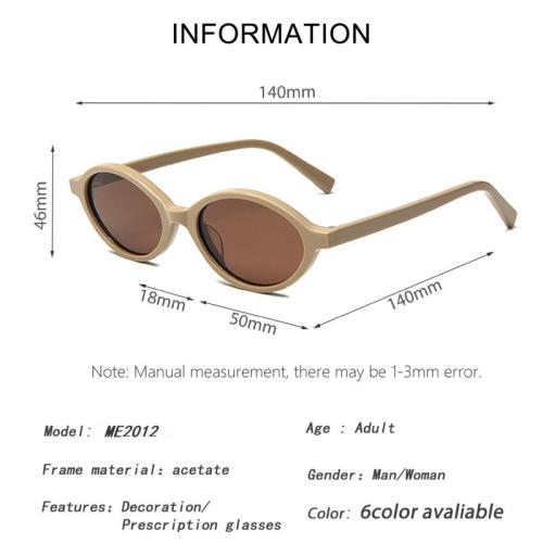 Vintage Slim Oval Solid Acetate Sunglasses ME2012