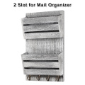 Newspaper Letter Organizer Wooden Rustic 2-Slot Mail Magazine Storage Key Holder Manufactory