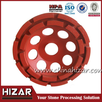 Double segmented inch diamond cup grinding wheel for concrete