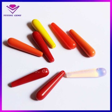 Half Drill Teardrop Shape Smooth Cutting Lab Created Glass Gemstone Pendant