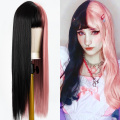 Half Blue Half Pink Synthetic Wigs For Cosplay