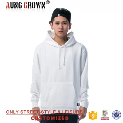 Blank Plain White Hoodie Stylish 100% Cotton Logo Design O-Neck