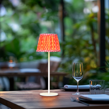 Nordic Indoor Bedside Cordless Table Light with Bamboo Lampshade