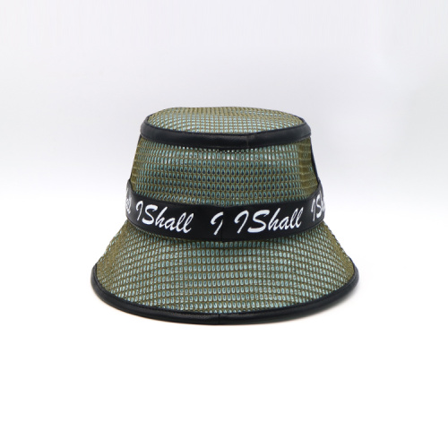 Green Full Mesh Bucket Hat with Decorative Belt