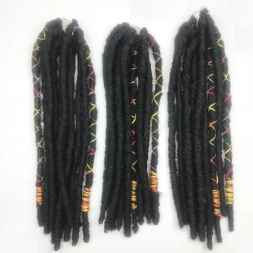 factoryBlack Straight Synthetic Crochet Braid hair,pre braided Gold Accent Crochet Bae Locs Braid 18 inch 10 strands 90g