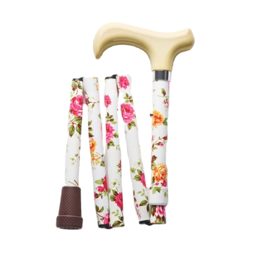 Merry Sticks Designer Folding Adjustable Walking Cane - Cream Flowers 2022