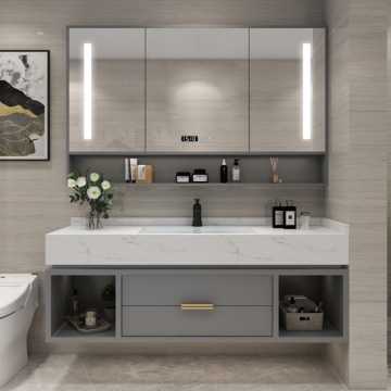 Luxury Grey Modular Bathroom Vanity Set with Mirror and Drawers