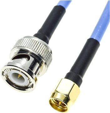 BNC Male to SMA Male Connector with RG402 .141 Semi-Flexible Rigid Blue Cable