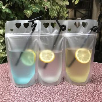 custom plastic drink pouch with straw and funnel