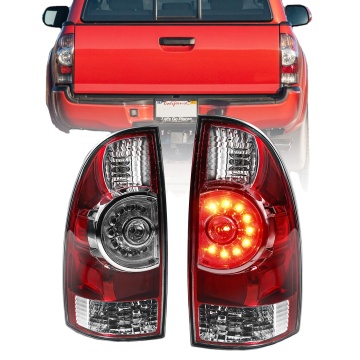 Red Chrome Taillamp Brake Light for Toyota Tacoma 2005-2015