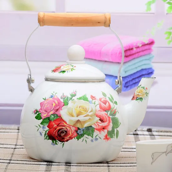 Colorful Whistling Elegant Decal Enamel Jug/Teapot