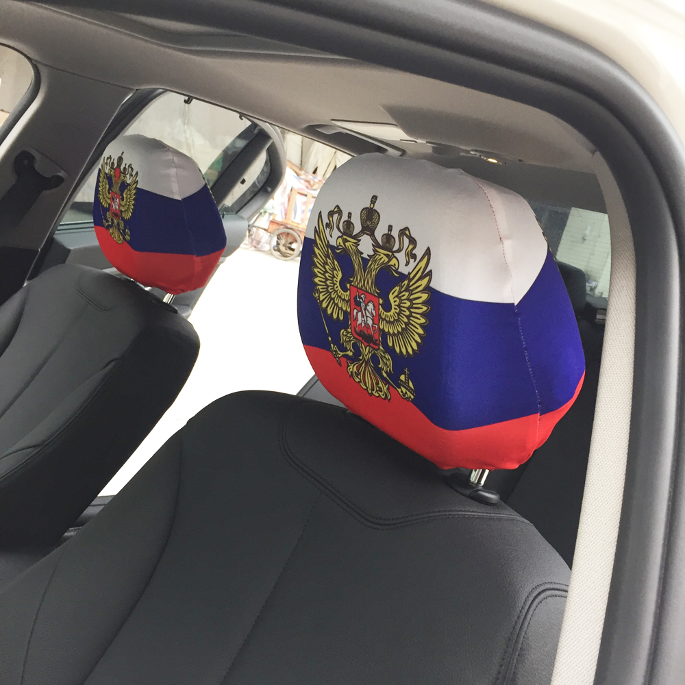 Dzianinowy poliestrowy pokrowiec na zagłówek samochodowy Spandex Russia