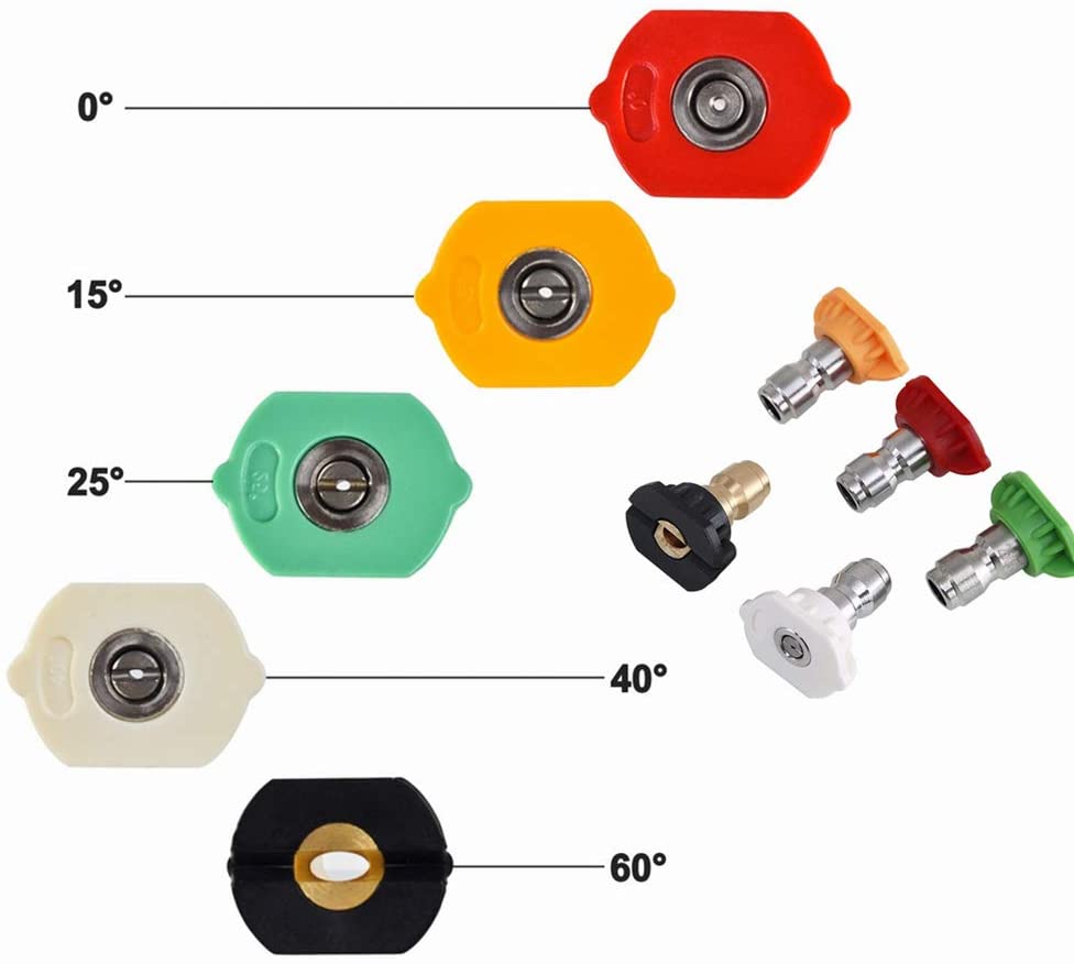 5pcs Pression Roundez-vous Buzzle de la buse de pulvérisation multiples degrés 1/4 Conception de connexion rapide 2,5 gpm pour la rondelle de pression