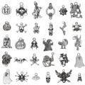 30Pcs/Set Halloween Charms-Bat, Pumpkin lantern,Spider,Witch,Skull,Cat Charms pendant Craft Supplies Pendants for DIY #281884