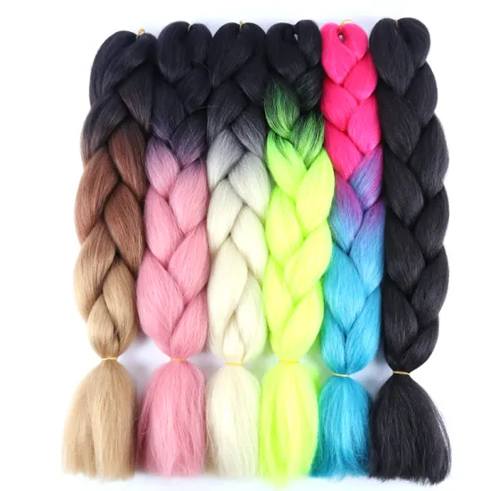 Julianna 24 Inch Wholesale Bulk 3 Tone Yaki Ultra Jumbo Hair Braid Ombre Color Fiber Synthetic Hair Braiding Hair