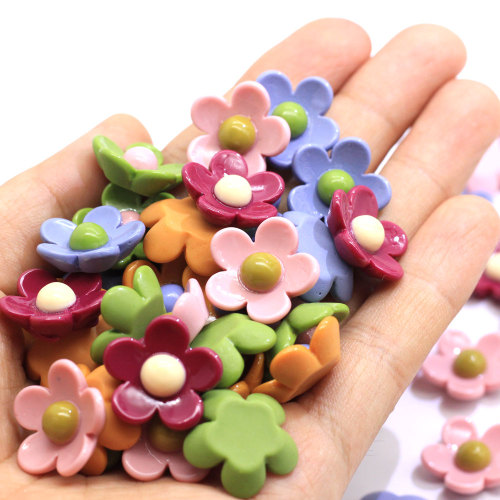 100 STKS Leuke Kleurrijke Hars Daisy Camellia Bloem Cabochon Ornamenten Scrapbooking Diy Haar Boog Centrum Decor