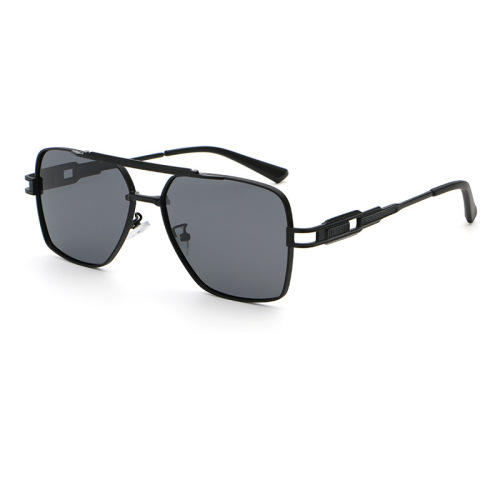 Men Double Bridge Square Metal Aviator Sunglasses