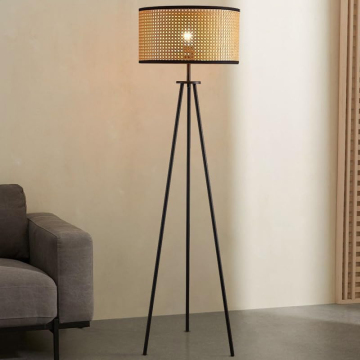 Rattan Woven Retro LED Floor Lamp for Living Room and Bedroom