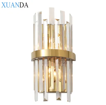 Modern Golden Luxury Crystal Glass Wall Lamp for European Hotel Living Room