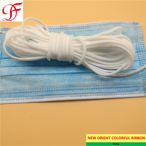 Factory Elastic White Medical 3mm 5mm Flat Round Face Mask Elastic Rope Earloop for Kn95/N95/Respirator/Ffp2 Mask/Surgical Mask/3 Layers Disposable Mask