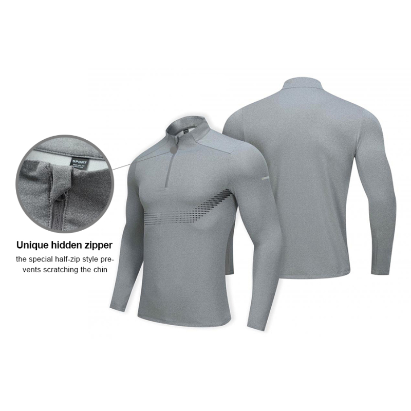 Men's Long Sleeve Athletic Slim Zip Shirts