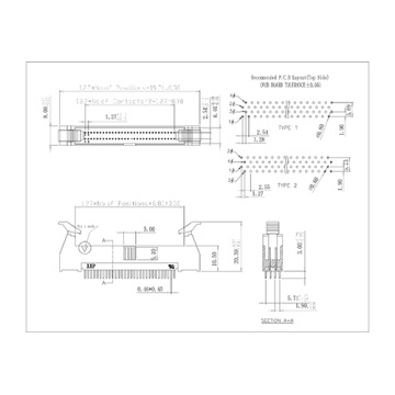 1,27 * 2,54 mm le connecteur d&#39;en-tête d&#39;éjecteur masculin Dip tout droit / 180 degrés