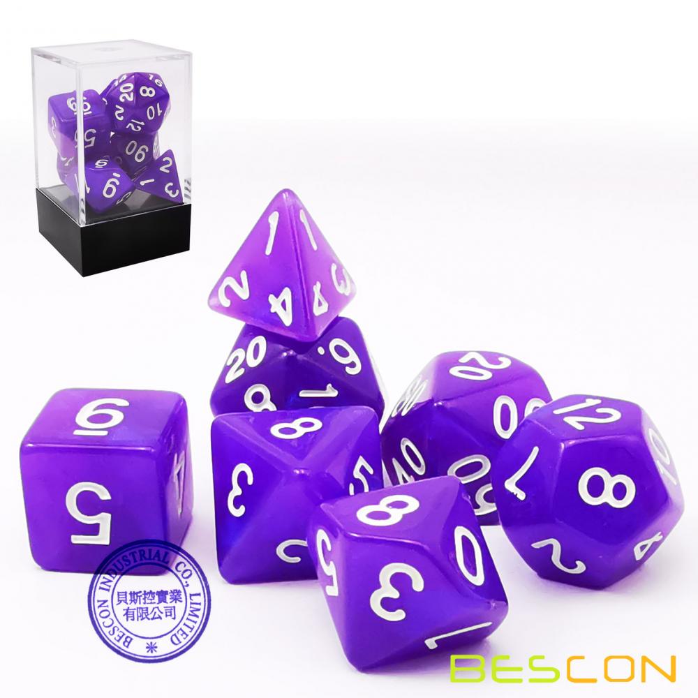 Purple Pearl Moonstone Polyhedral 7pcs Dice Set 2