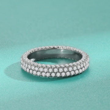 Custom Luxury Men's Diamond Eternity Moissanite Ring with Round Cut VVS Quality, 18K Gold Plating on 925 Sterling Silver