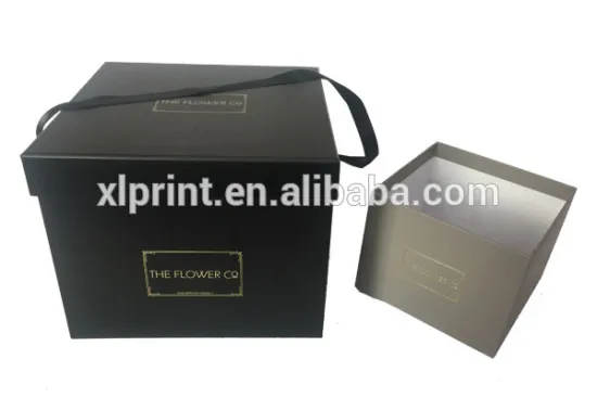 Matt black/ white/grey base and lid cardboard gift box with gold foiled LOGO