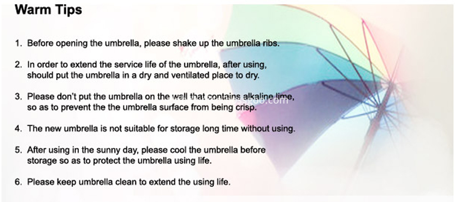 Warm tips for umbrella