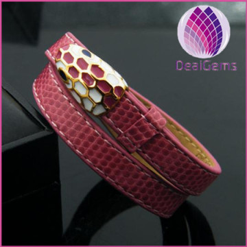 Stainless Steel snake head PU bracelet Beautiful Women Bracelet from manufactre