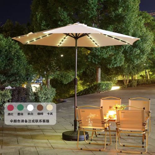Center pillar umbrella with lamp