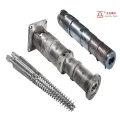 Nitrided plastic extruder conical twin screw at bariles